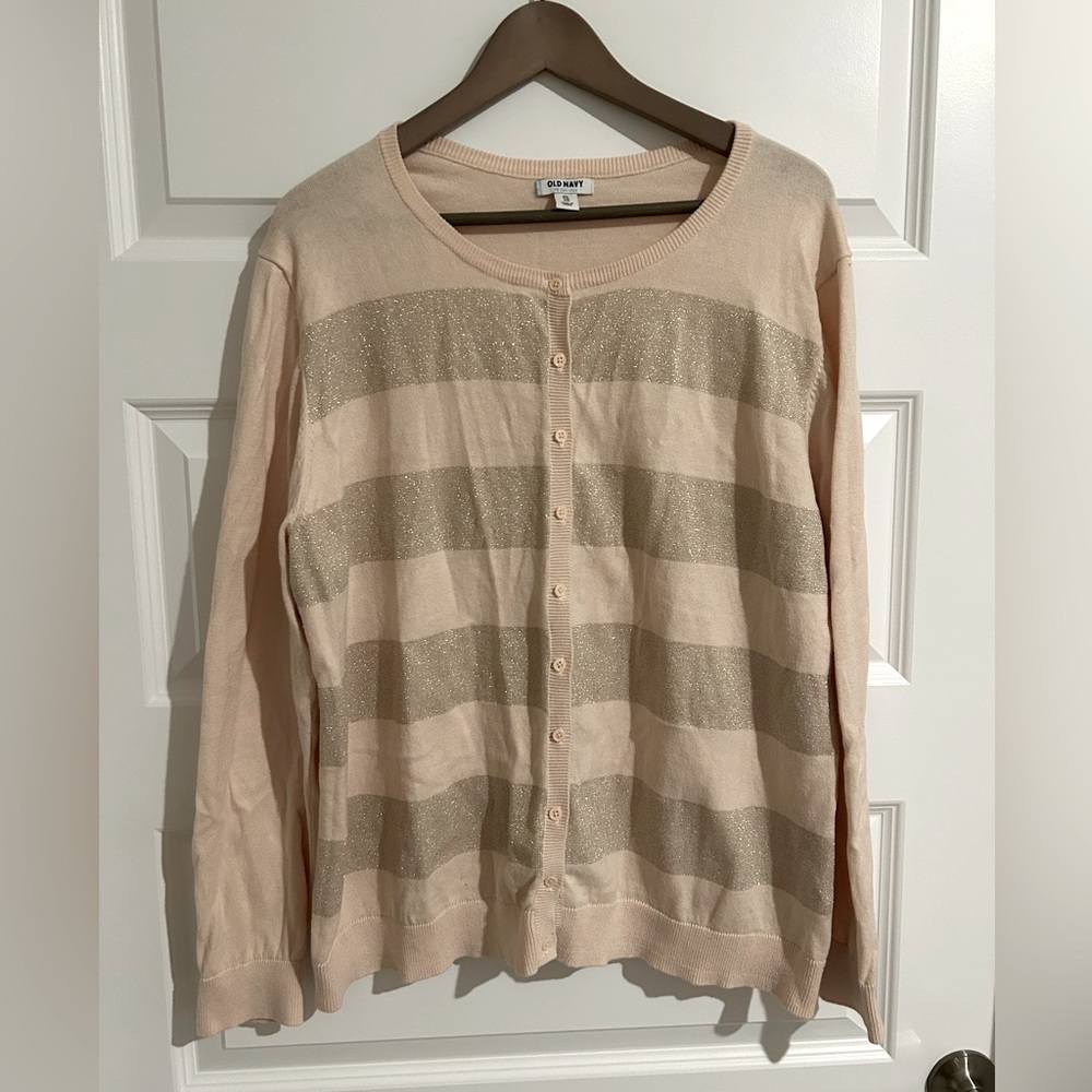 Old Navy Sparkly Cardigan Pink Silver Size XXL